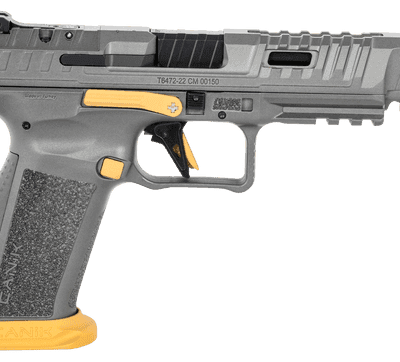 Canik SFX Rival 9mm, 5" Barrel, Gray, Gold Accents, Optic Ready, 18rd