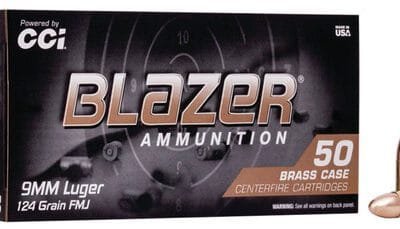 CCI Blazer Brass 9mm, 124gr, Full Metal Jacket, 50rd Box