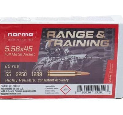 Norma Range & Training 5.56x45mm, 55gr, Full Metal Jacket, 20rd box