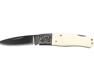 Sarge Bovine-Decorative White Bone Folder, 5.5" Open, 3.25" Closed