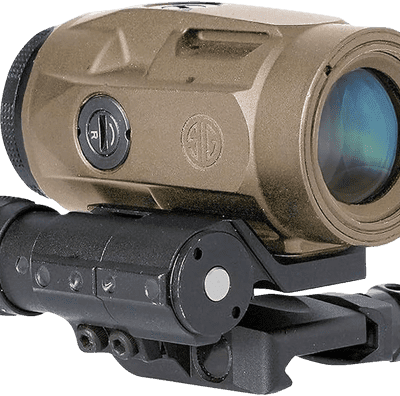 Sig sauer electro optics juliet 3 micro magnifier, 3x22mm, flat dark earth, 90 degree flip to side mount