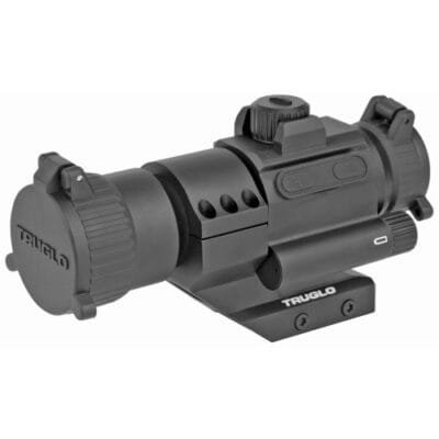 Truglo ignite 30mm red dot ar 15 2moa, 30mm multi coated objective lens, unlimited eye relief, matte black, cantilever picatinny base, lens cap and aaa alkaline battery included