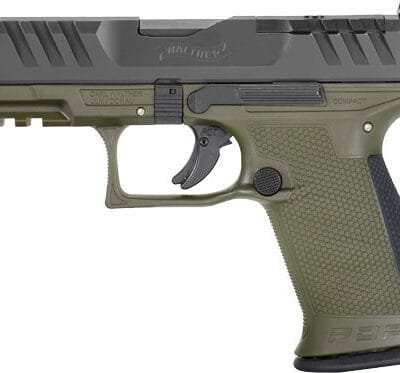 Walther PDP 9mm, 4" Barrel, Black Slide/Green Frame, Adjustable Rear Sight, Optics Ready, 15rd